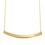 Curved Bar Name Necklace Solid Yellow Gold