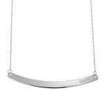 Curved Bar Name Necklace Solid white Gold