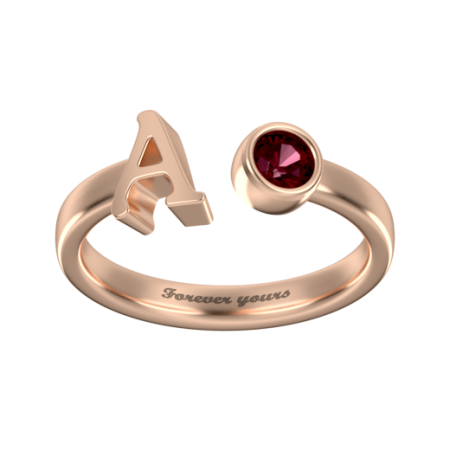 Custom Initial Ring with Birthstone A