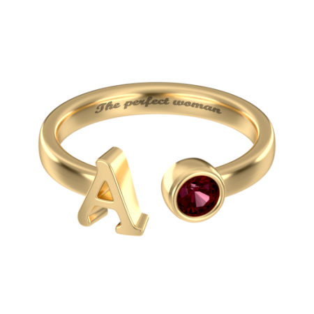 Custom Initial Ring with Birthstone A