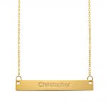 Horizontal Bar Name Necklace Solid Yellow Gold