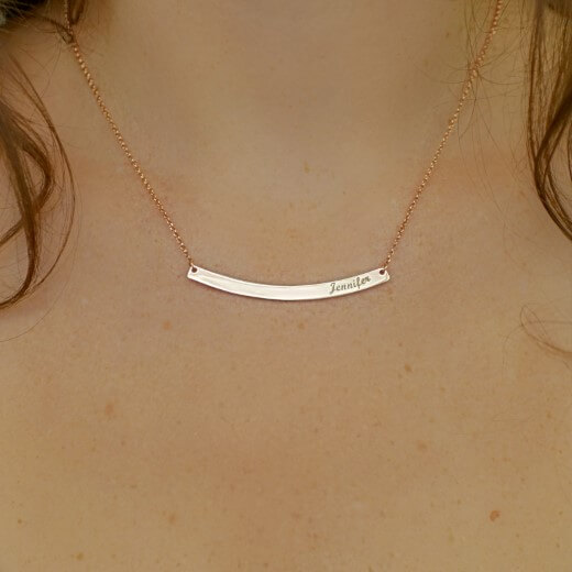 Personalized 1/" Name Bar pendant Necklace in 925 Sterling Silver