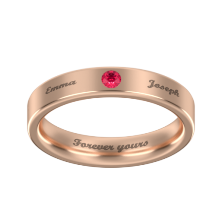 Engraved Band Ring with Birthstone