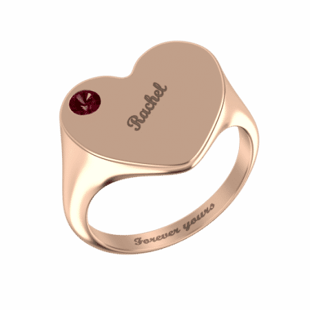 Heart Signet Ring with Birthstone