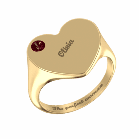 Heart Signet Ring with Birthstone