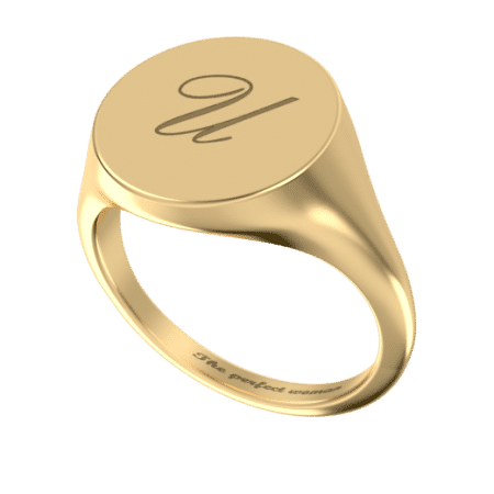Round Signet Ring with Initial