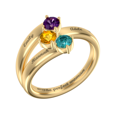 Mother Ring with 3 Birthstones