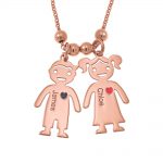 Mother’s Necklace With Engraved Children Charms rose gold