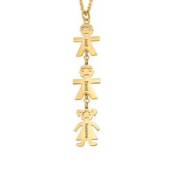 Vertical Mother’s Necklace With Kids gold