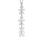 Vertical Mother’s Necklace With Kids silver