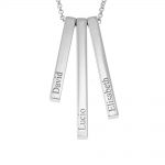 3D Vertical Bar Name Necklace silver