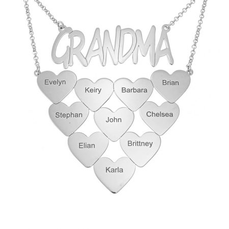 Grandma Engraved Necklace with Hearts