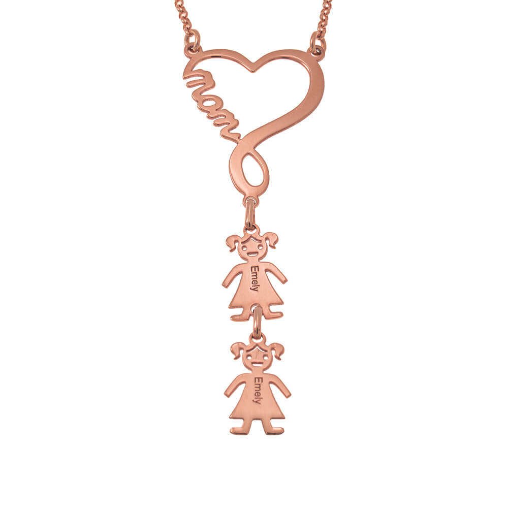 Infinity Heart Mom Necklace rose gold
