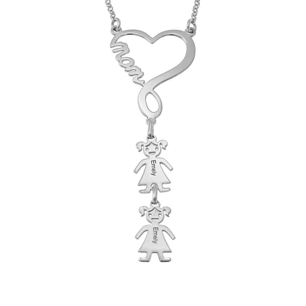 Infinity Heart Mom Necklace silver