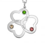 Interwired Hearts Name Necklace With Birthstones silver
