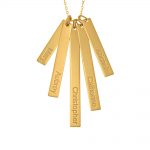 Mix Vertical Bar Necklace For Mom Solid Yellow Gold
