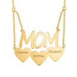 Mom Necklace With Hearts gold