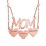 Mom Necklace With Hearts rose gold