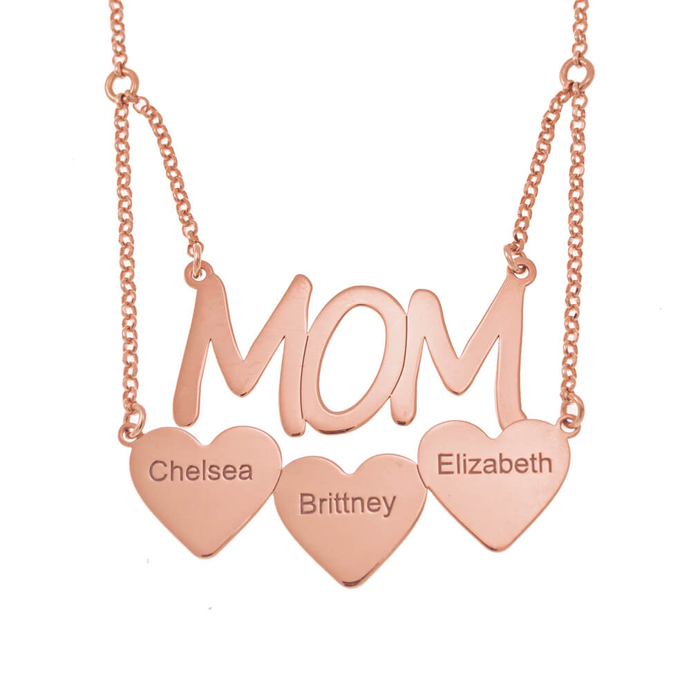 Mom Necklace With Hearts rose gold