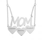 Mom Necklace With Hearts silver