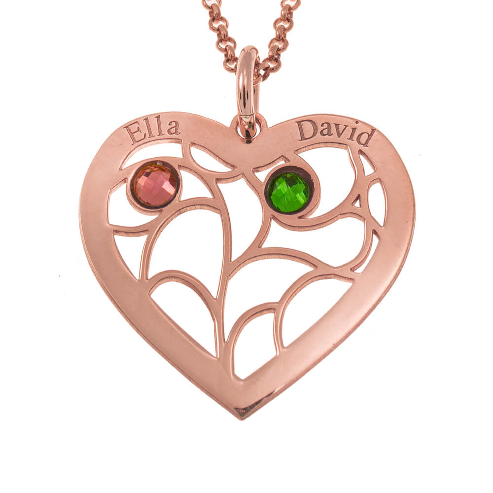 Tree of Life Necklace with Birthstones rose gold