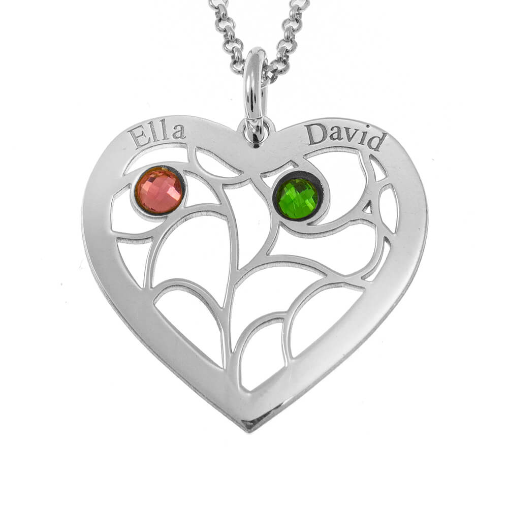 Tree of Life Necklace with Birthstones silver