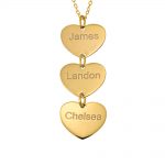 Vertical Heart Name Necklace Solid Yellow Gold