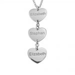 vertical heart name necklace silver
