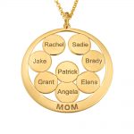 Circle Discs Engraved Mom Necklace gold