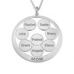 Circle Discs Engraved Mom Necklace silver