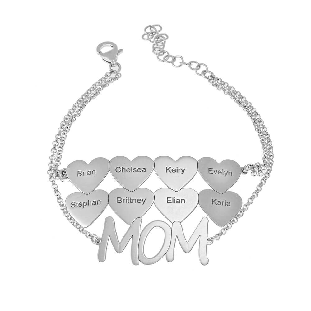 Mom Bracelet With Hearts silver