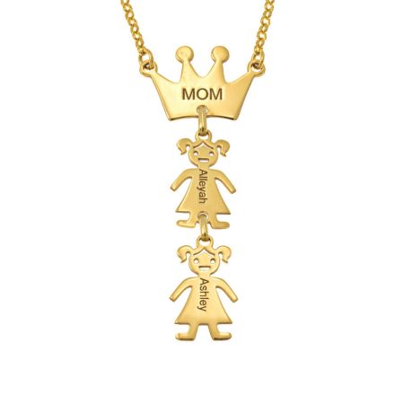 Queen Crown Mom Necklace with Kids