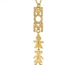 Swarovski Inlay Vertical Mom Necklace With Kids gold