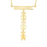 Cut Out Bar Name Necklace With Kids gold