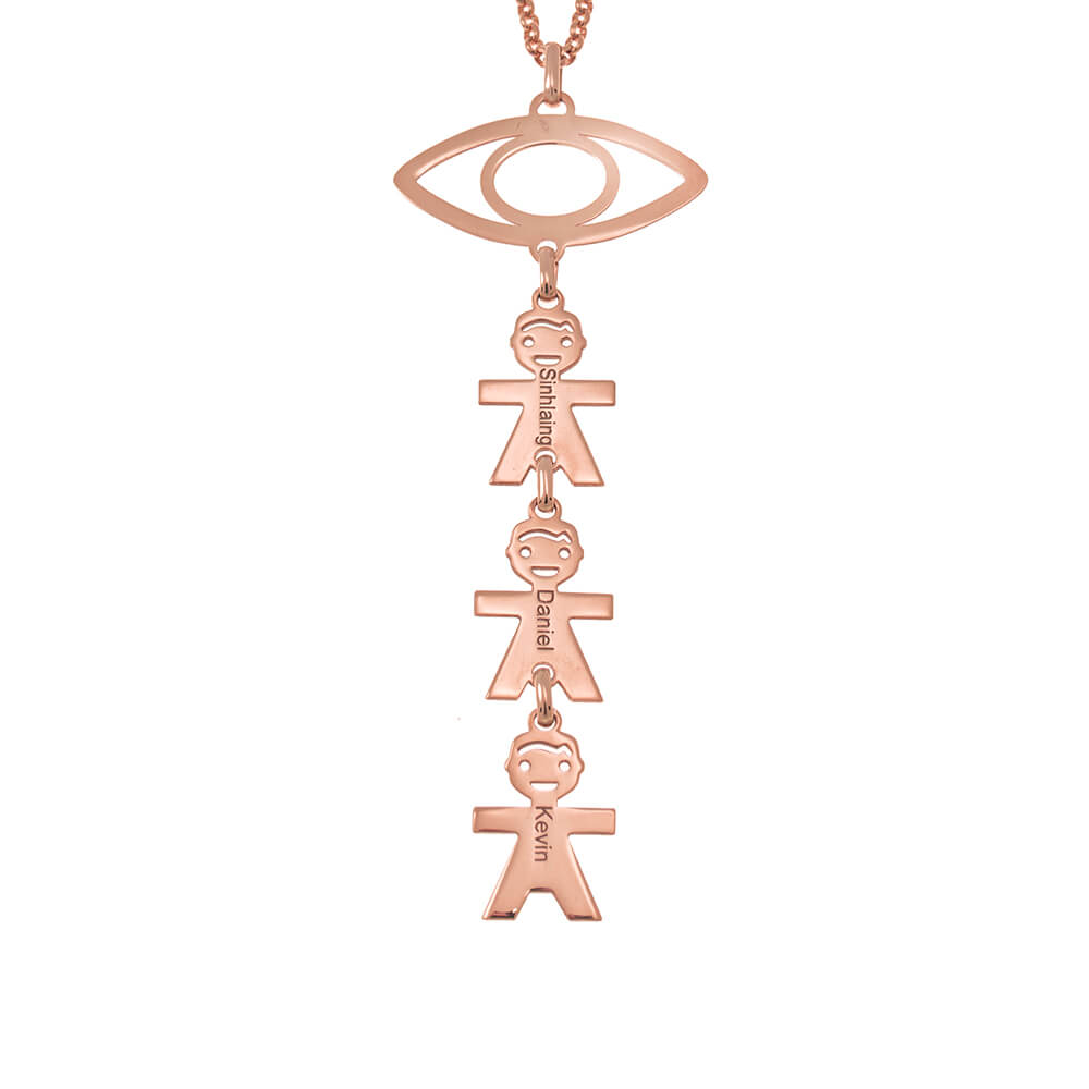 Evil Eye Necklace With Kids rose gold