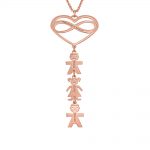 Infinity 2 Hearts And Names Necklace With Kids rose gold
