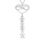 Infinity 2 Hearts And Names Necklace With Kids silver