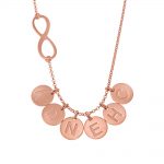 Infinity Necklace with Disc Initial Charm rose gold