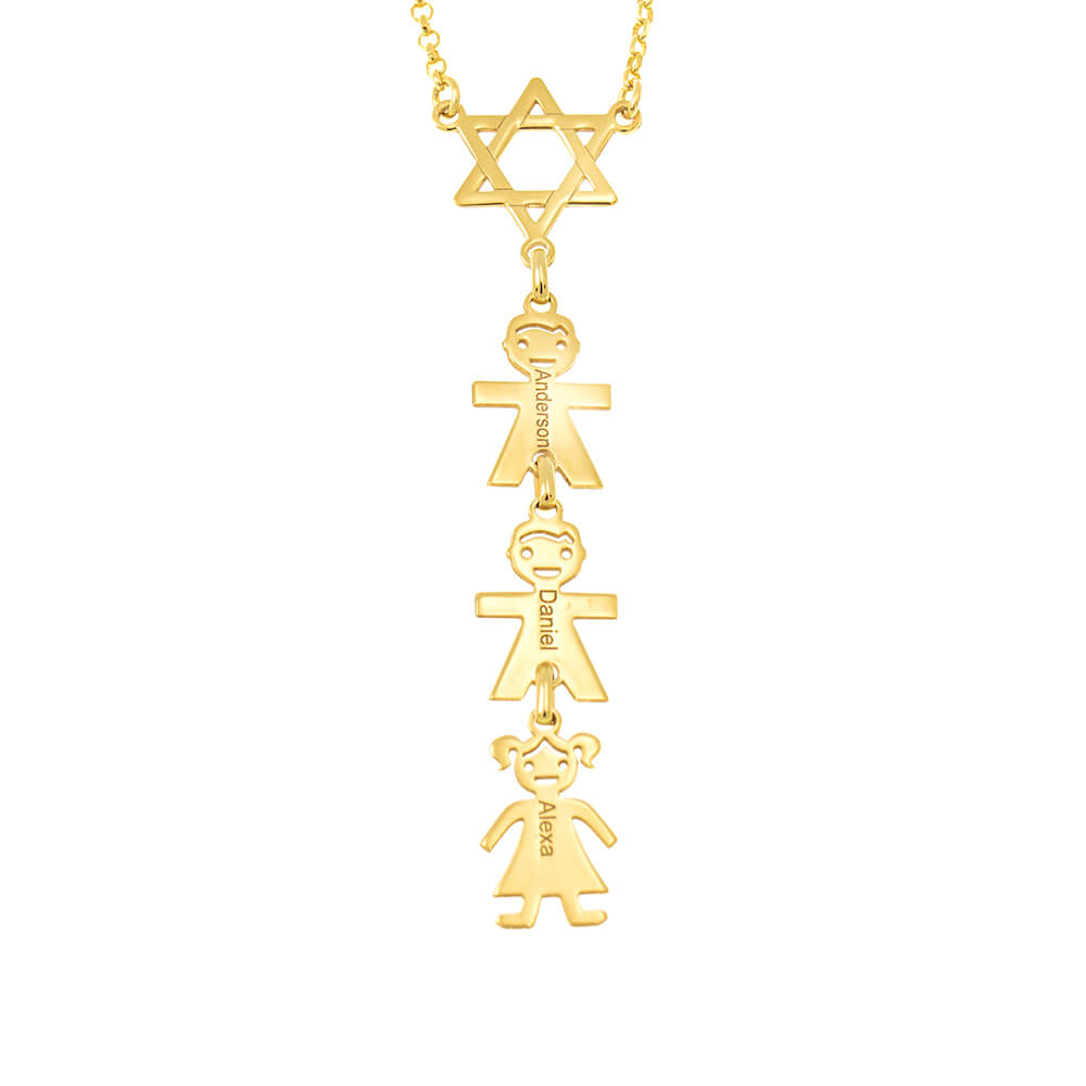 star of david necklace with kids gold