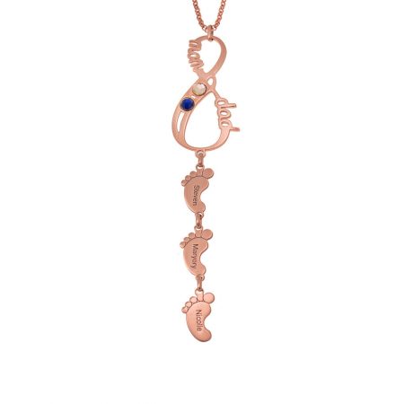Vertical Infinity Birthstones Necklace with feet