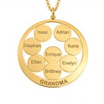 Circle Discs Engraved Grandma Necklace gold