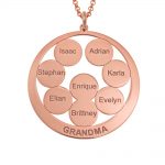 Circle Discs Engraved Grandma Necklace rose gold