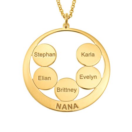 Circle Discs Engraved Nana Necklace