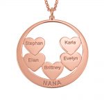 Circle Hearts Engraved Nana Necklace rose gold
