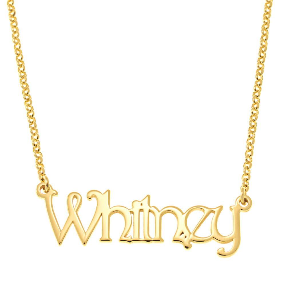 Harrington Font Name Necklace gold