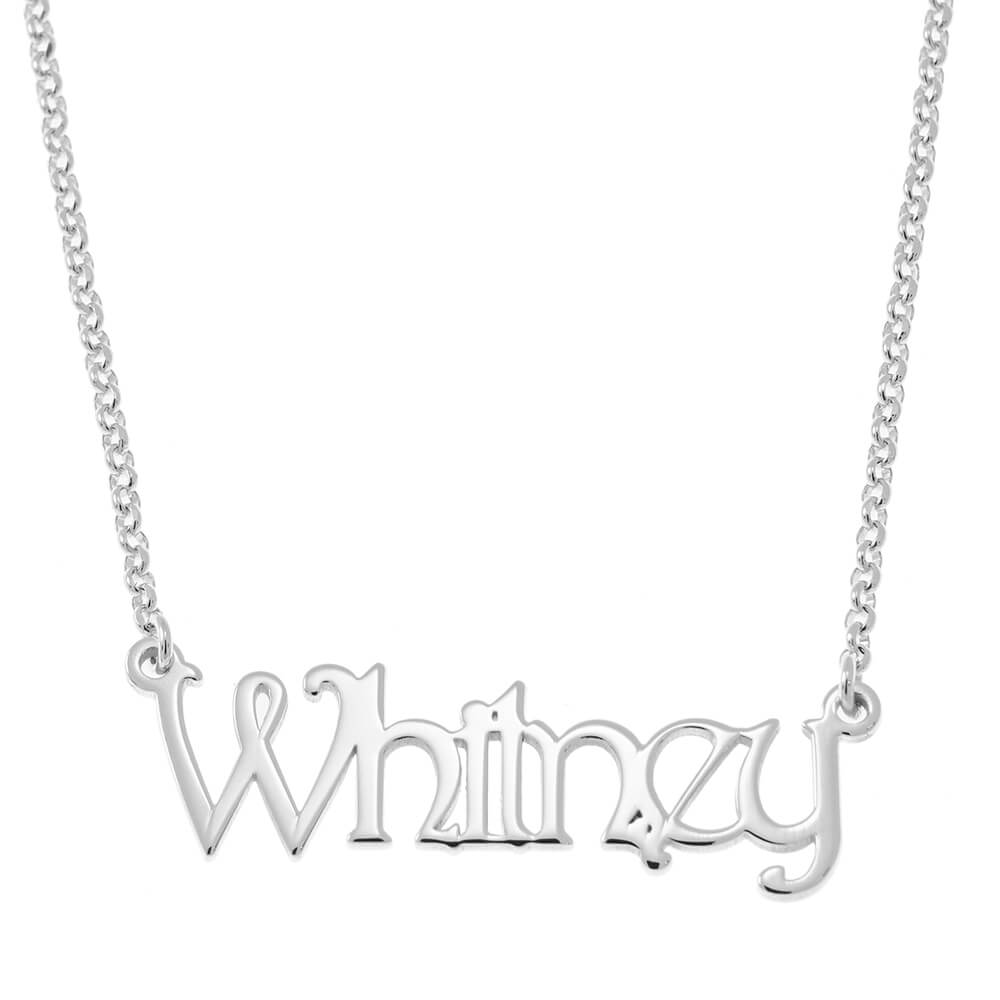 Harrington Font Name Necklace silver