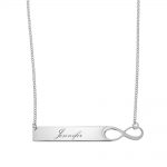 Infinity Bar Necklace With Engraving silver