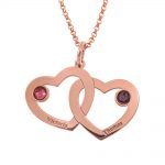 Interwined Hearts Name Necklace With Birthstones rose gold