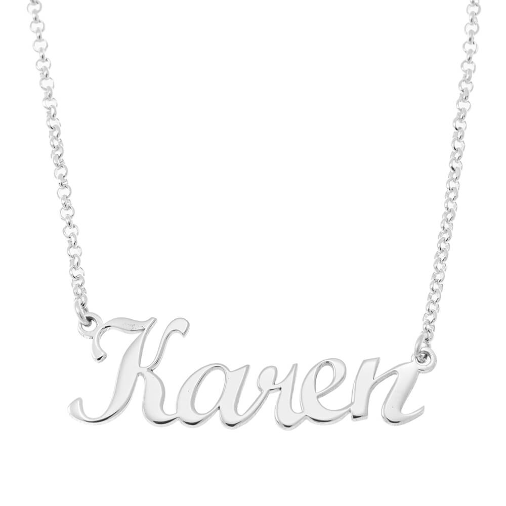 Karen Style Name Necklace silver