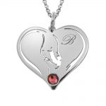 Mother And Baby Hands In Heart Necklace silver